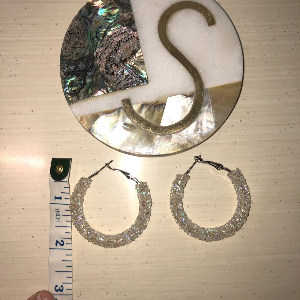 White shimmer hoops